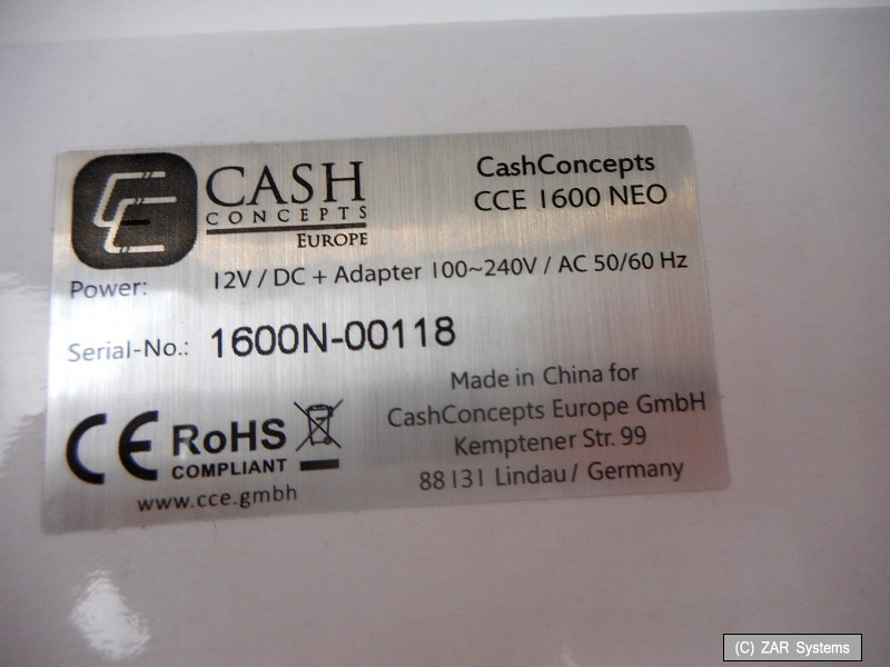 CashConcepts Banknotenzähler/prüfer CCE 6000
