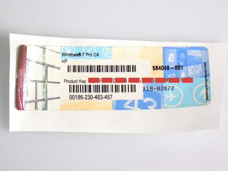 HP 584048-001 X18-82072 Windows 7 Pro OA Betriebssystem Lizenz Key
