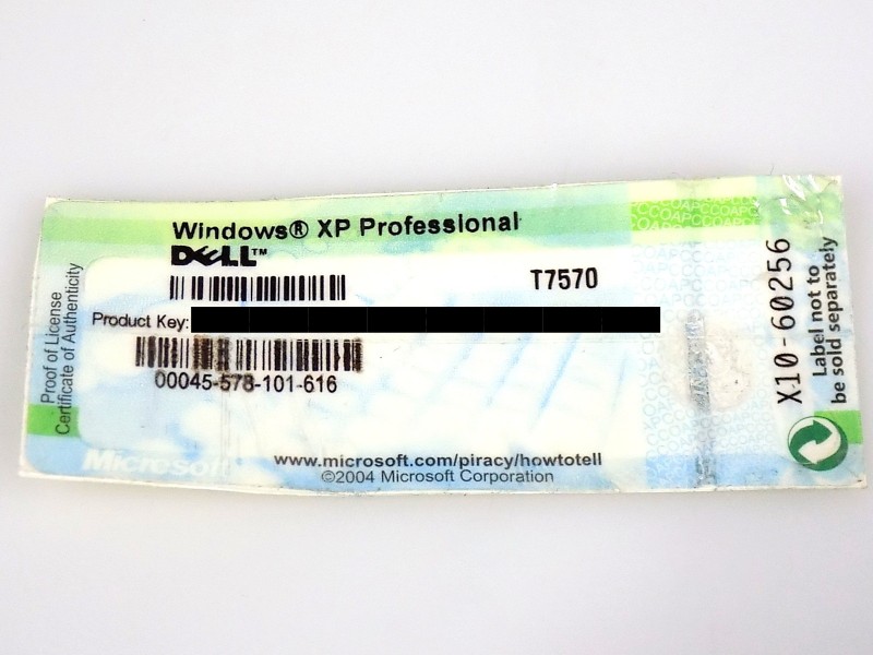 Dell T7570 Microsoft Windows XP Professional Lizenz Key Aufkleber